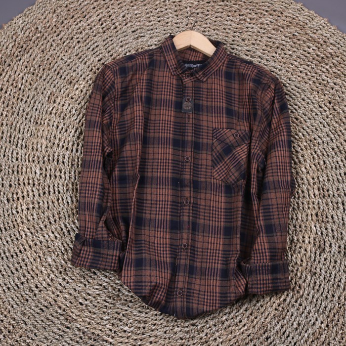 Kemeja Pria Casual Slimfit Atasan Distro Men Kemeja Cowok X1D1 Flanel Brill Eighty Eight Lengan Panj