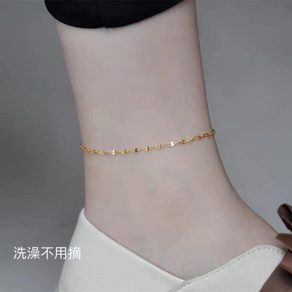 Fashion Sederhana Gelang Kaki Baja Titanium Wanita | Perhiasan Kaki Rantai Bibir | Aksesoris Fashion Emas 18k Anti Karat Grosir