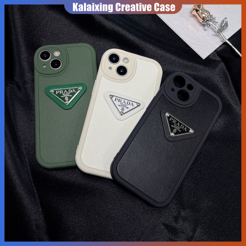 Case Bahan Kulit Desain Prada Untuk iPhone 14 ProMax 14 Plus 13 12 11 Pro Max Xs Max Xr X Xs