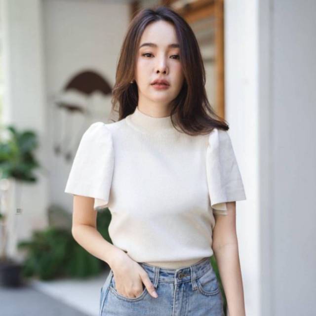 Blouse rajut wanita import hongkong party knit top import hongkong