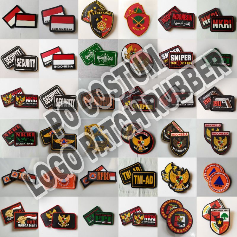 PATCH RUBBER COSTUM/LOGO DESAIN SENDIRI(MINIMAL ORDER 50 PCS)/TEMPELAN KARET EMBLEM VELCRO