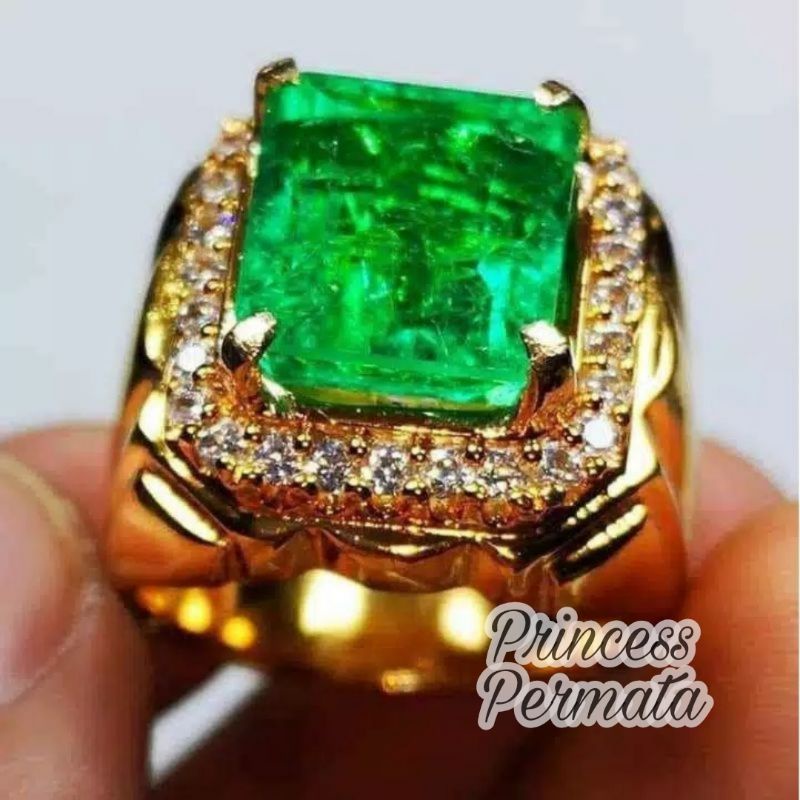 Batu Permata Zamrud Colombia Asli Cattam Octagon
