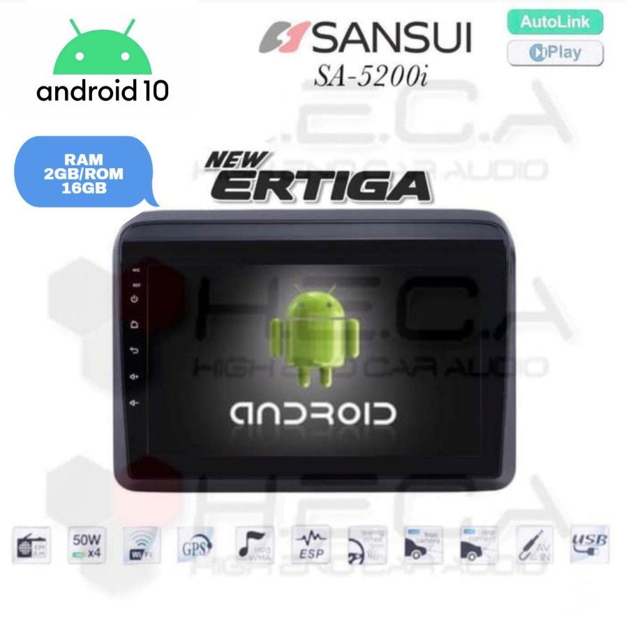 SANSUI SA-5200i OEM All New Ertiga 2018 Android 9" Double Din Tape
