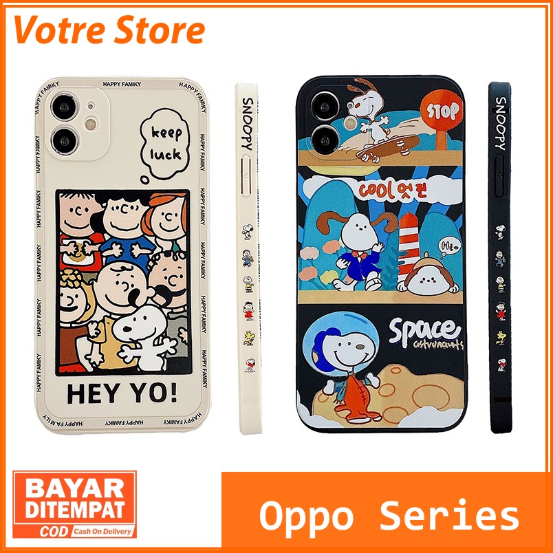 Case Snoopy Space Oppo A16 A16S A54 4G Casing Dove Liquid Hybrid Motif Snoopy Pelindung Kamera Premi