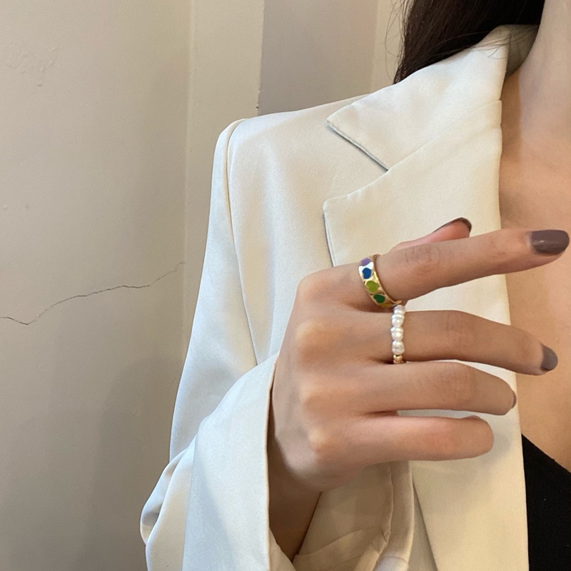 Cincin Model Terbuka Desain Hati Warna-Warni