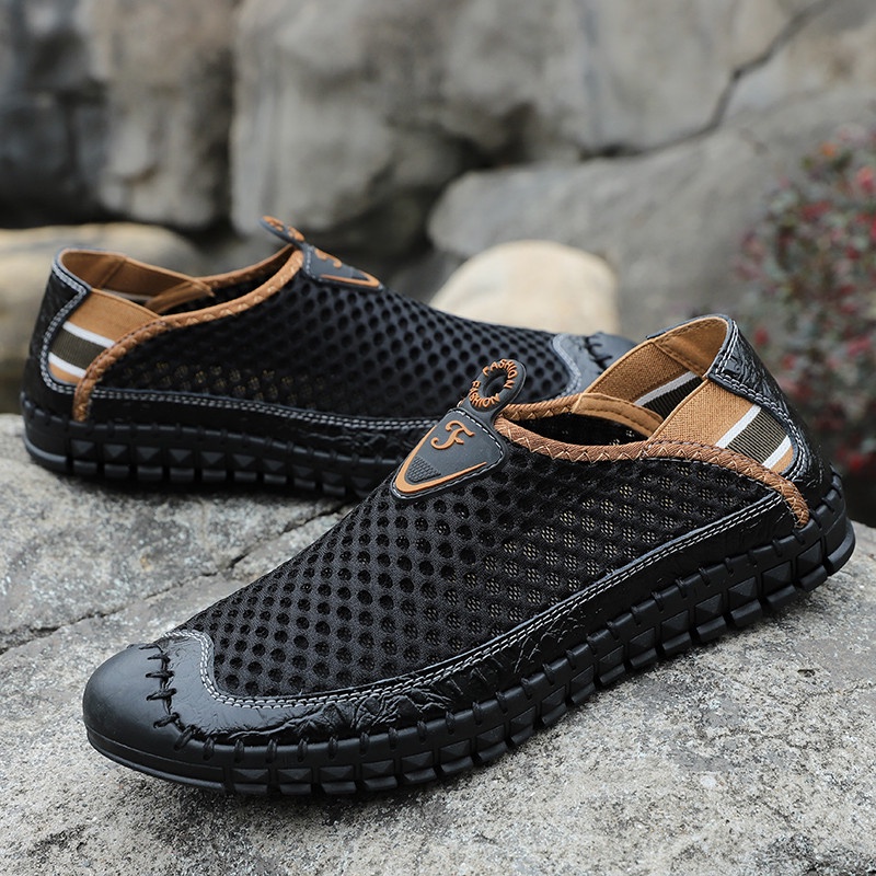 Sepatu Slip On Hiking Pria Olahraga Gunung Mendaki Sepatu Santai Tanpa Tali Outdoor Waterproof Bernapas Musim Panas 013