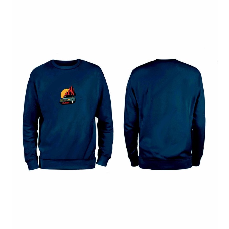 Sweater Pria Clasic Crewneck Pria M - XXL