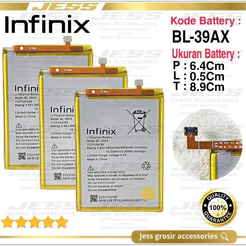 Baterai Battery Original INFINIX BL-39AX BL39AX For Type Hp Infinix HOT 4 / HOT 4 PRO / HOT 4 MAX / HOT 4 Lite - X556 - X557 - X5511B