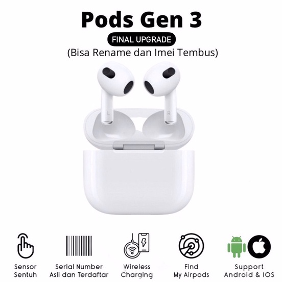 Garansi 30 Hari - iBuyPods Gen 3 2022 Wireless Charging [Final Upgrade + IMEI / Serial Number Valid + Spatial Audio] By iBuystore_