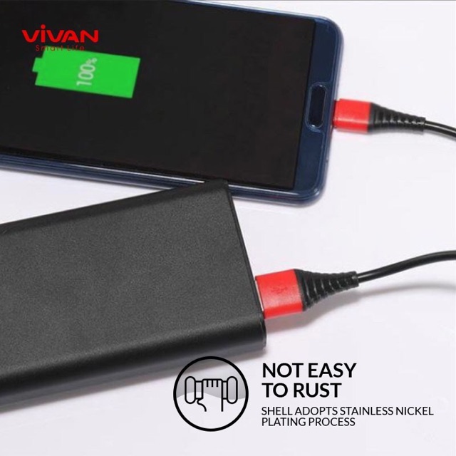 Kabel USB Micro USB VIVAN Panjang 30CM Fast Charging 2.4A Android - Garansi Resmi 1 Tahun - SM30