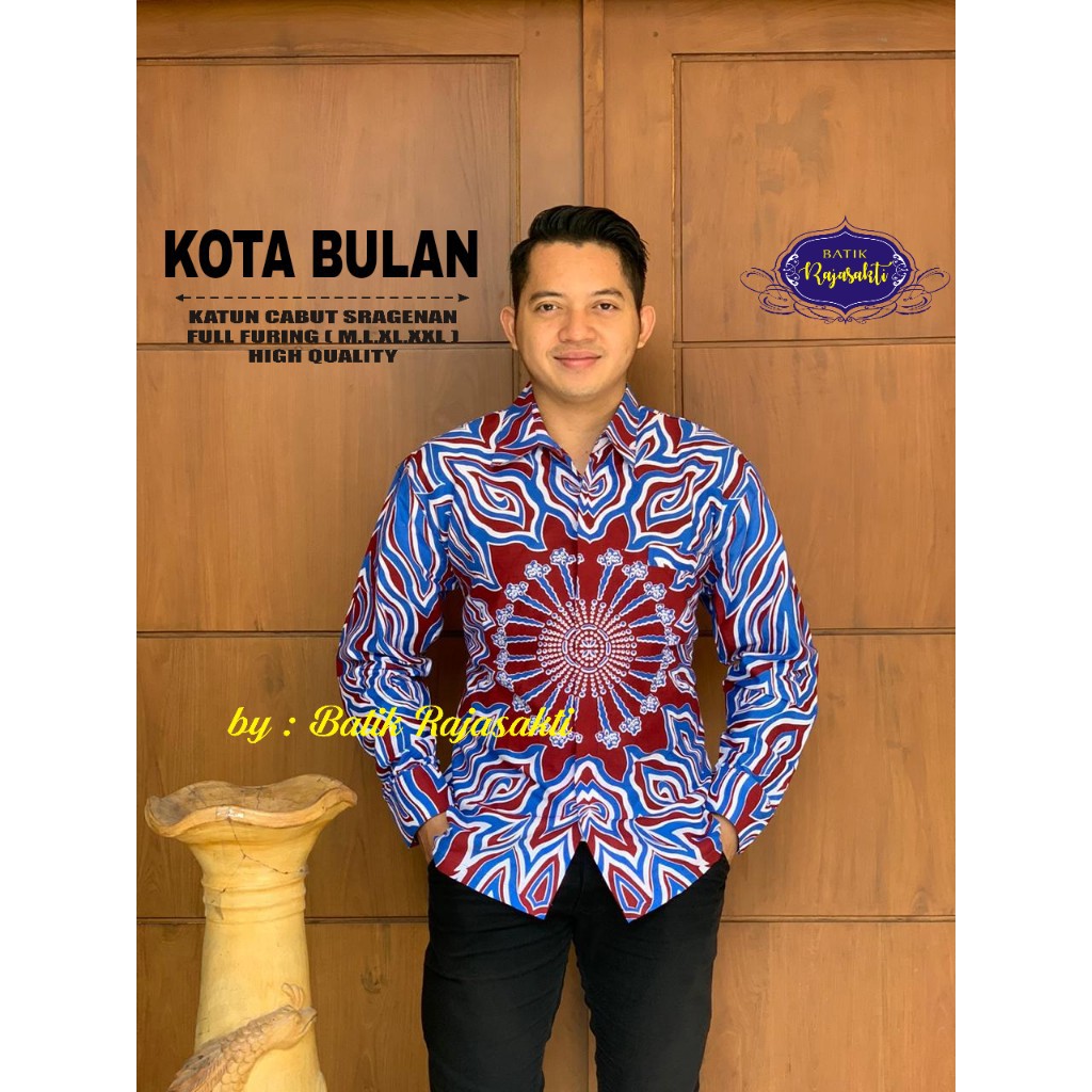 KOTA BULAN WARNA Kemeja Batik Pria Full Furing Katun Sragenan