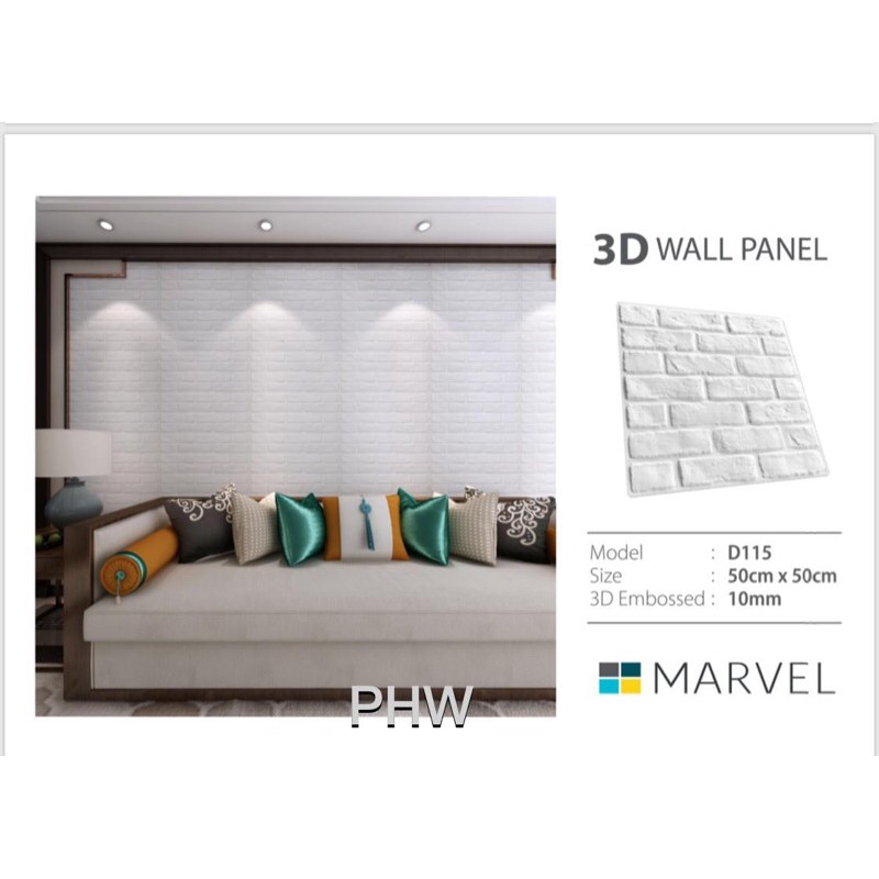 Wallpaper Dinding 3D Wall Panel Dinding PVC Marvel Motif Bata Timbul Embossed