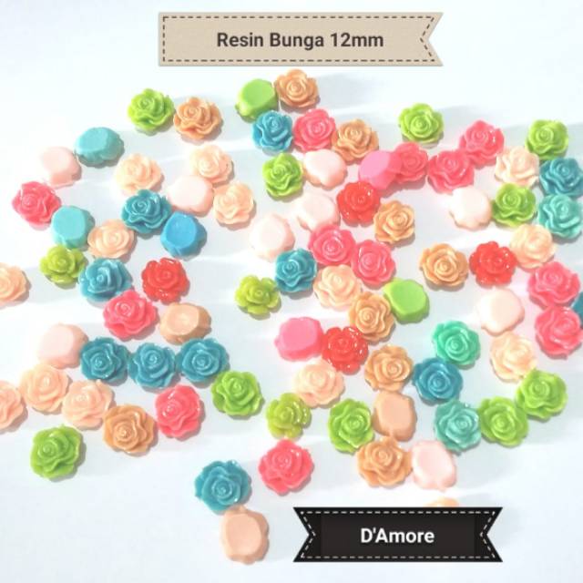 Resin Bunga mawar/ mote tempel