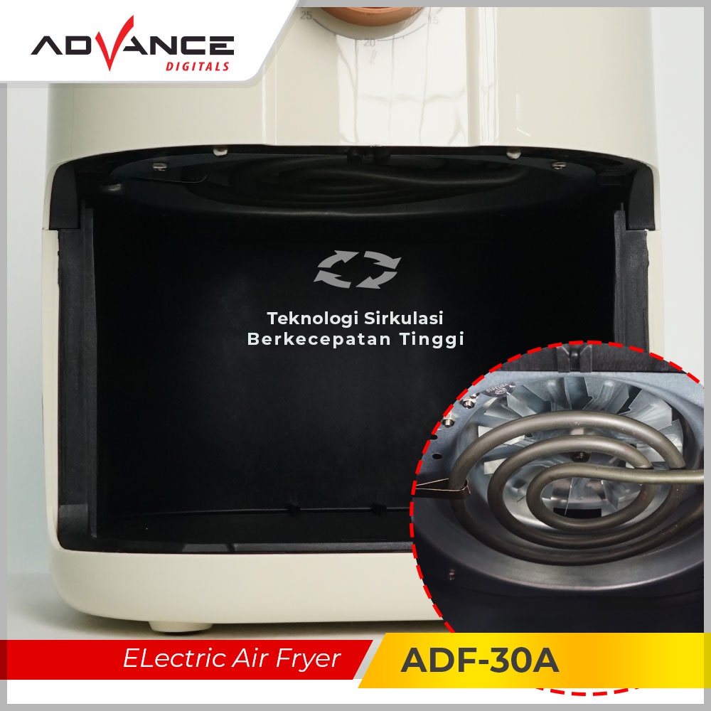 Air Fryer Advance  ADF-30A 3Liter 600 watt Air Fryer Low Watt Penggorengan Tanpa Minyak Bergaransi Resmi 1 Tahun