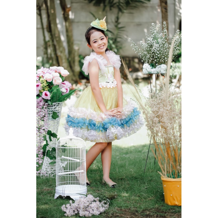 Dress unicorn anak free bando mewah