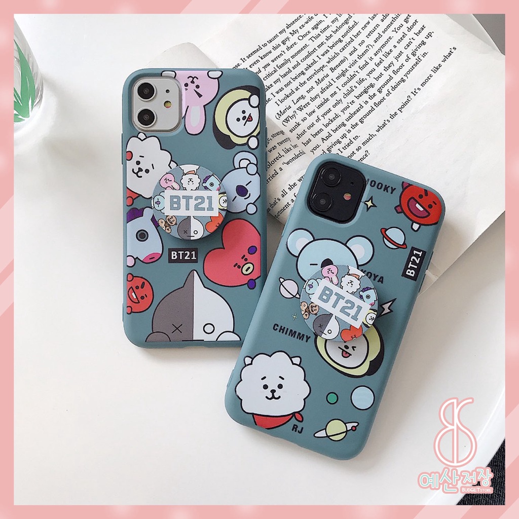 [BS] BISA COD Soft Casing IPHONE with POPSOCKET Handphone Case KPOP BTS BT21 - KP431