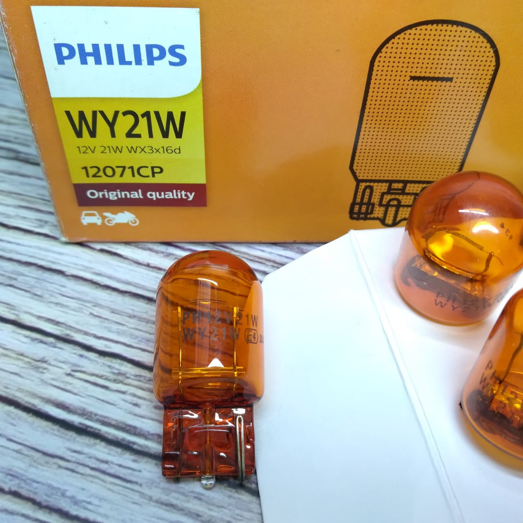 BOHLAM PHILIPS WY21W 12V ORANGE 12071CP - LAMPU SEN T20 TANCAP PHILIPS KAKI 1 12V