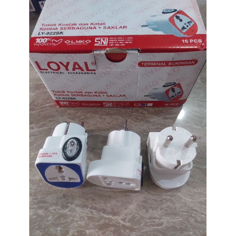 Tusuk Kontak dan Kotak Kontak SERBAGUNA+SAKLAR Loyal LY-922SK, Steker + On/OFF, Wanpro Saklar