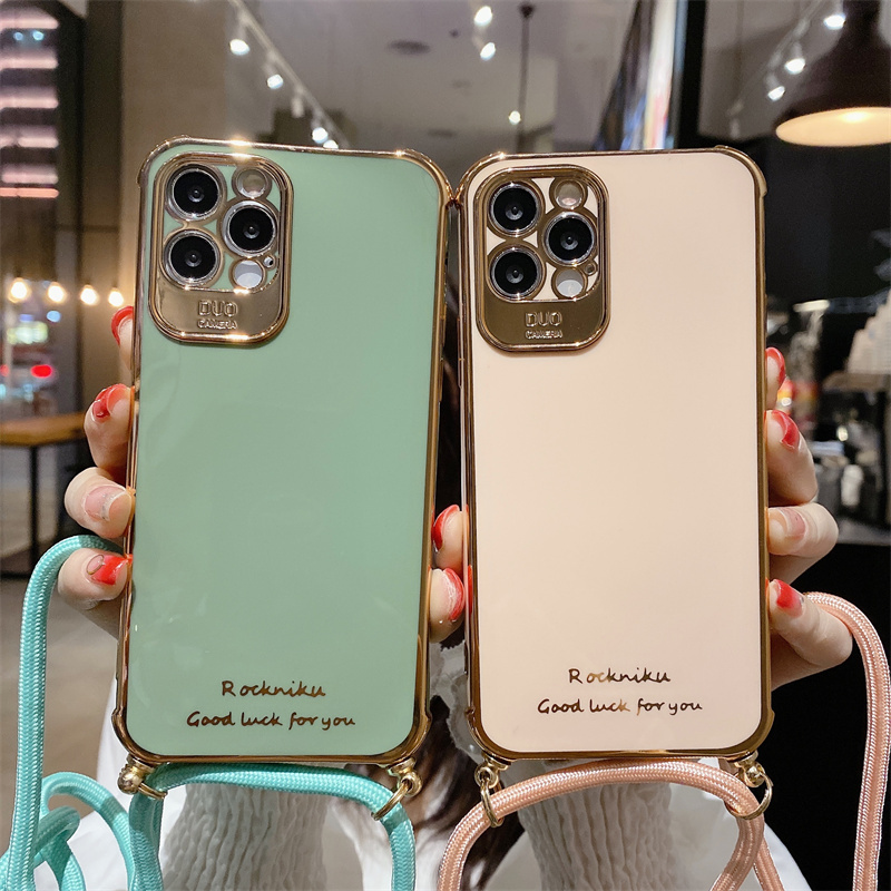 Soft Case Dengan Lanyard Untuk Iphone 12pro Max 12mini 11pro Max Xs Max Xr 7 / 8 / Se2020 7plus / 8plus 6splus