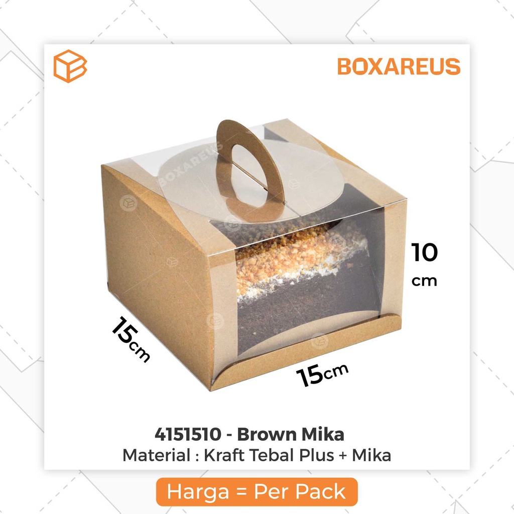 Cake Box Gable Mika Kotak Kue Packaging Gift Box Kado Souvenir | 4151510 Brown (20pc)