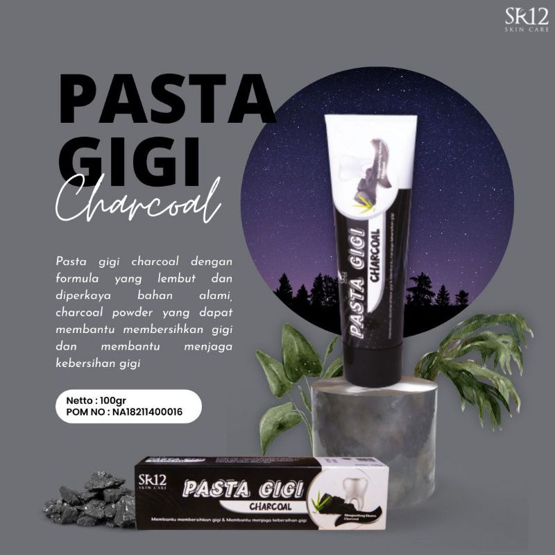 Pasta Gigi Charcoal SR12 - Pemutih Gigi Permanen - Pembersihan Karang Gigi &amp; Plak