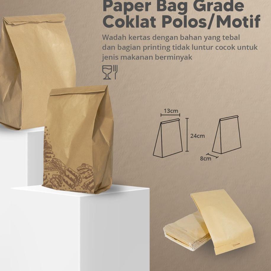 

(Isi 100) Paper Bag 13x8x24 Coklat Motif Polos / Kantong Kertas Coklat Motif Polos Murah Terlaris