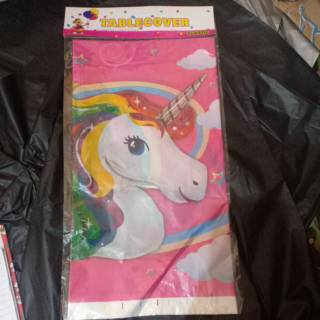  Taplak  meja  ulang  tahun table cover karakter unicorn 