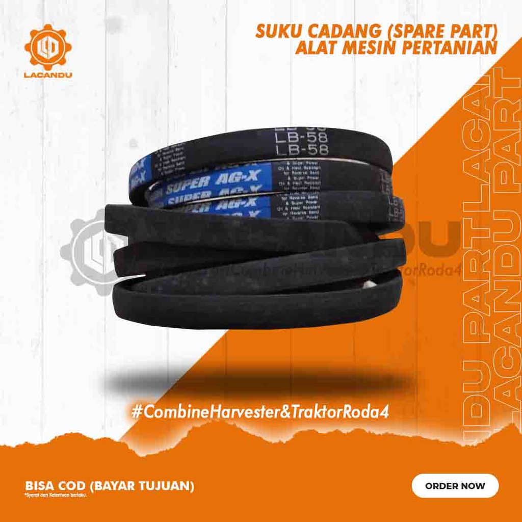 V BELT LB 58 MITSUBOSHI SUPER AG X / FANBELT JALAN ASLI YANMAR AW70 / AW 82 UNTUK COMBINE HARVESTER 