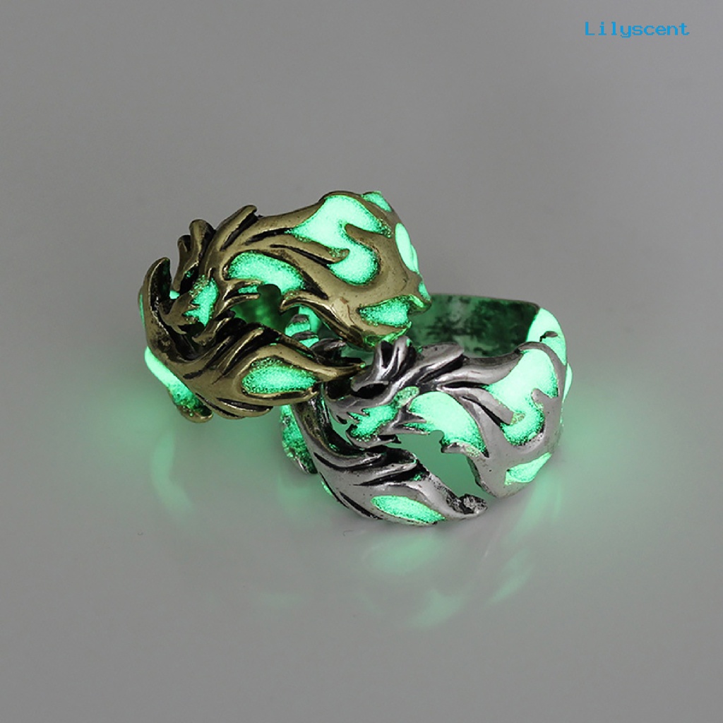 Ls Cincin Bentuk Naga Bahan Alloy Luminous Untuk Hadiah Ulang Tahun