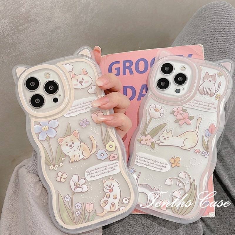 IPhone 14 13 12 11 Pro Max X XR Xs Max 8 7 6 6s Plus SE 2020 Soft Case Transparan Desain Telinga Kucing Untuk