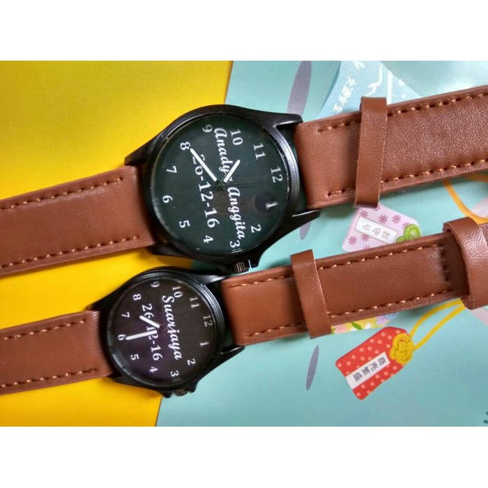Hot Sale Jam tangan kulit couple cokelat fossil Murah