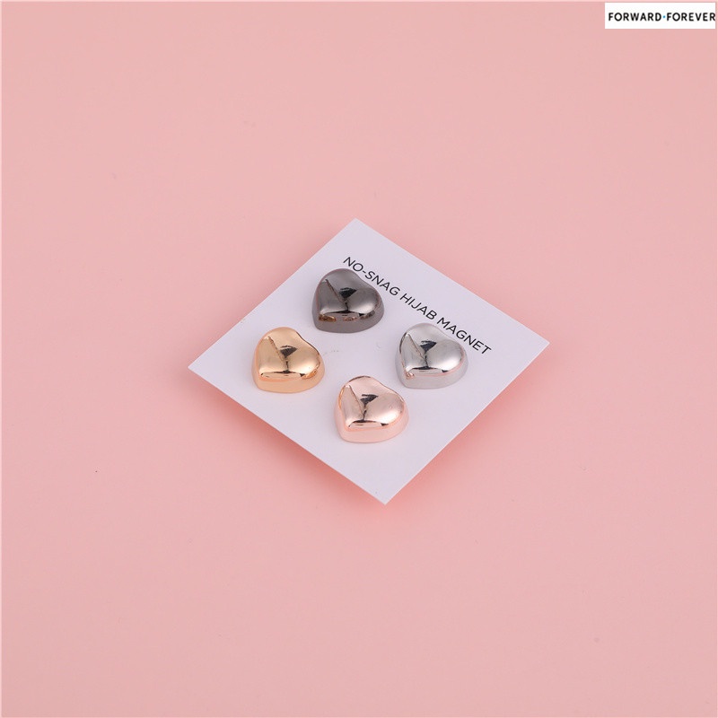 4pcs / Set Bros Magnetik Bentuk Hati Untuk Hijab / Syal M10074