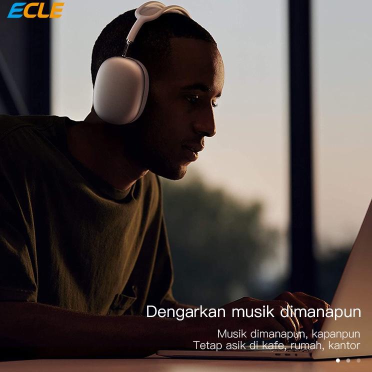 LANGSUNG KIRIM.. ECLE Air Wireless Headphone Bluetooth Headset  Noise Reduction Pearl White