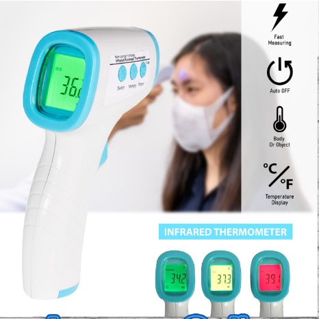 Thermometer Infrared Digital Thermo Gun Non Contact Termometer IR Laser Tembak Anak Bayi Dewasa