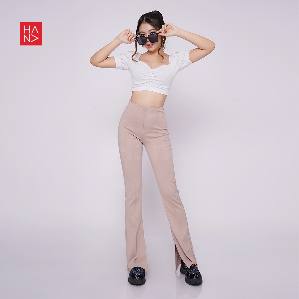 HanaFashion JKT - Maura Unfinished Slit Long Pants Celana Panjang Wanita Murah - LP130