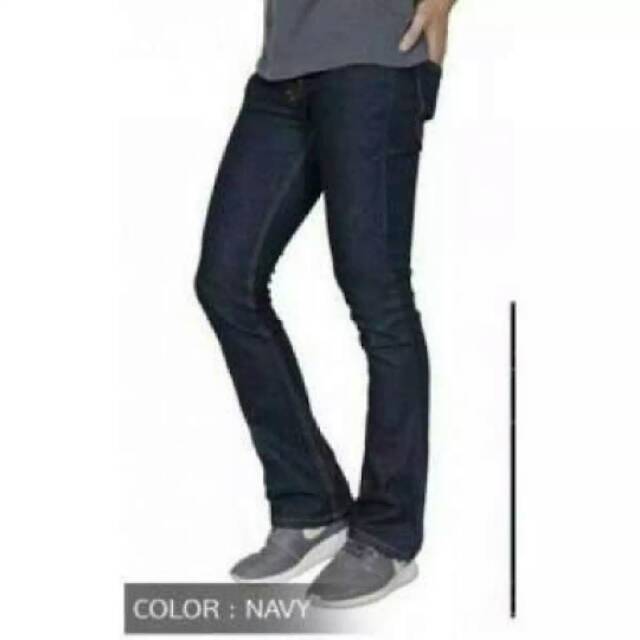 Celana cutbray navy pria