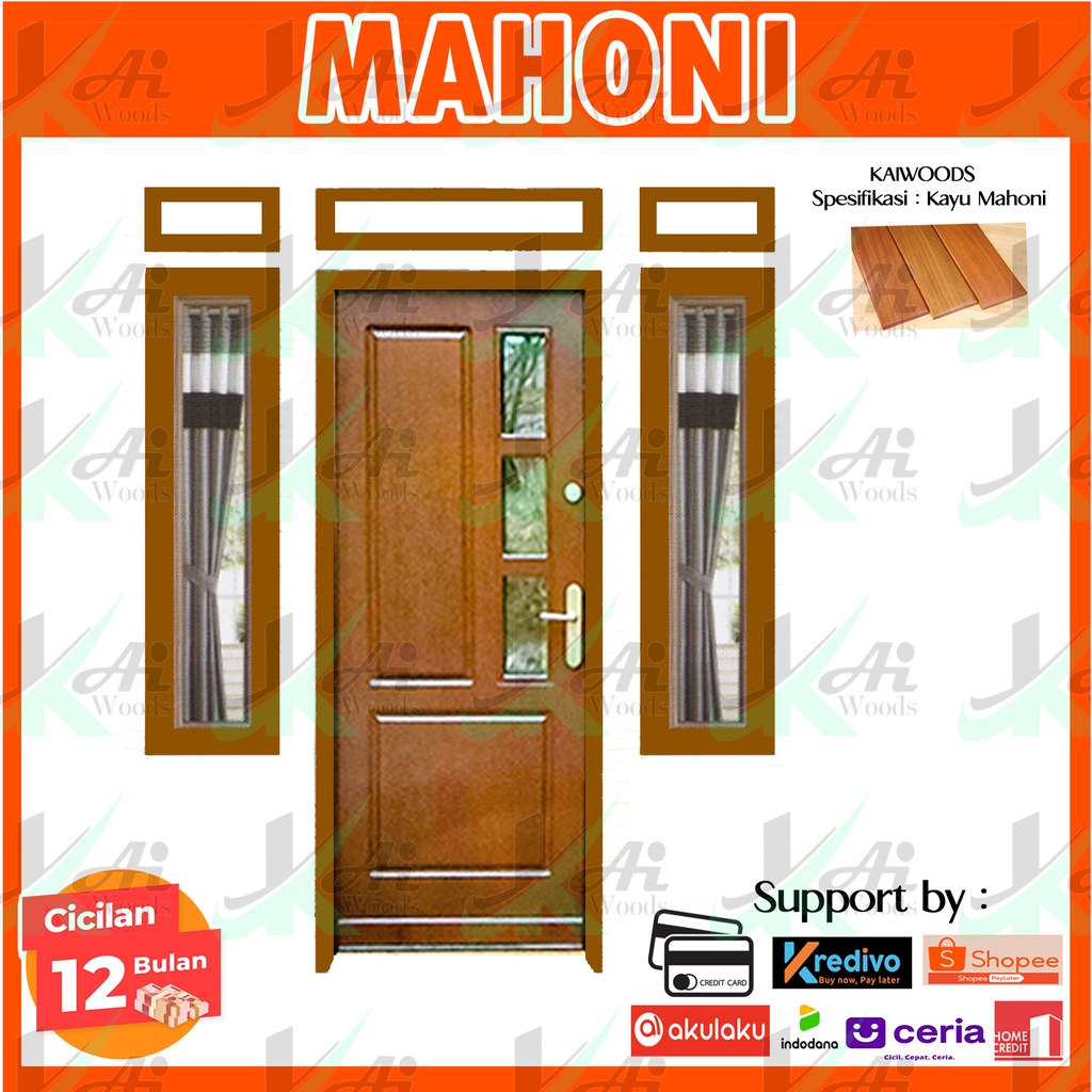 Fullset Kusen Pintu Single Kayu Mahoni Super