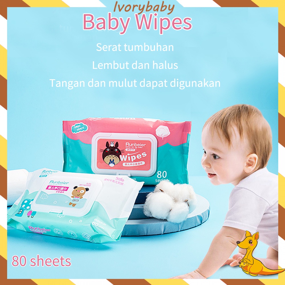 Ivorybaby Tissue Basah bayi pure gentle baby wipes antibacterial 80 sheets