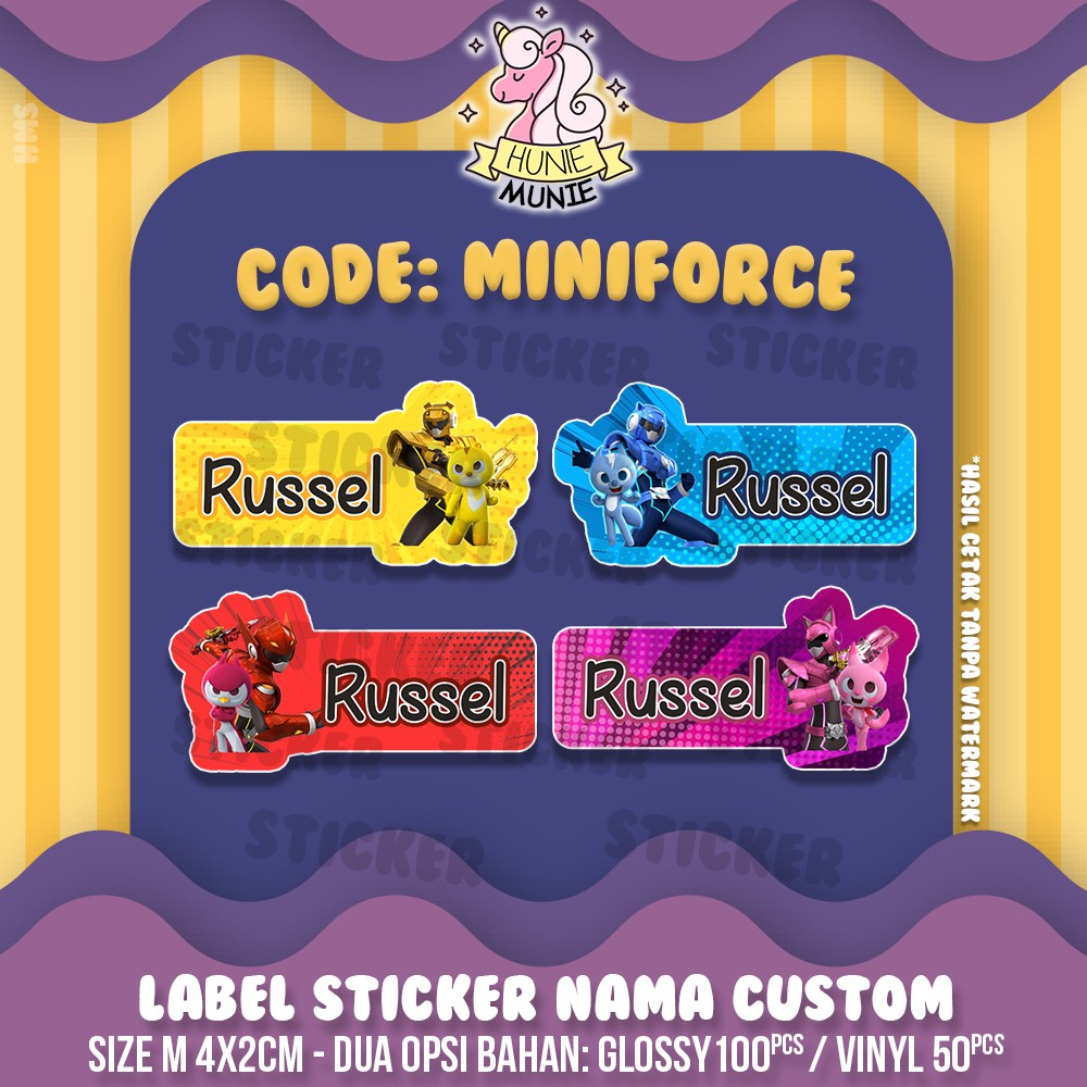 

Sticker Nama Custom - Miniforce (100pcs+)