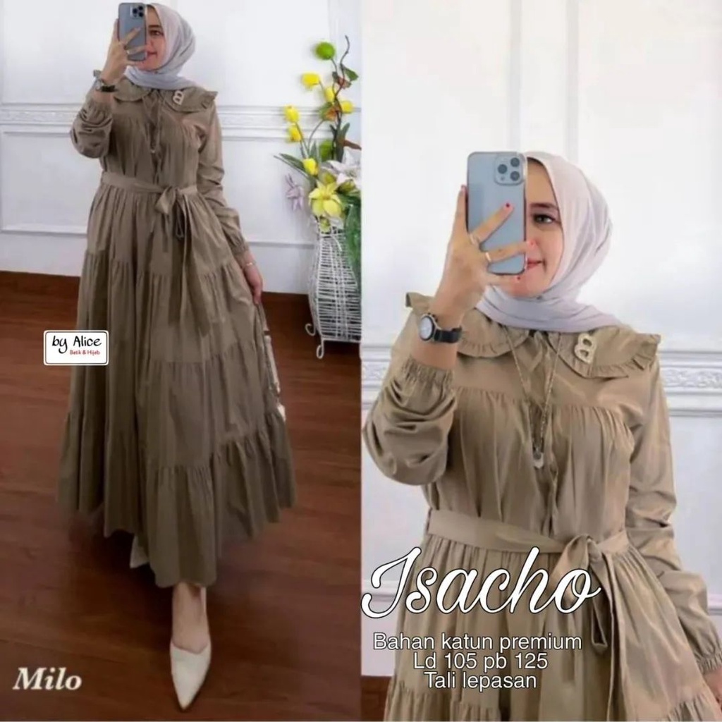 MIDI ISACHO/MAXI DRESS KEKINIAN/DRESS SIMPEL/DRESS MAXI TERBARU/DRESS MAXI MURAH SURABAYA