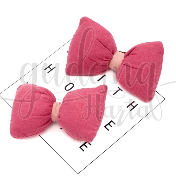 Jepit Rambut Pink Bow Hairclip Motif Pita Polos Unik GH 213325