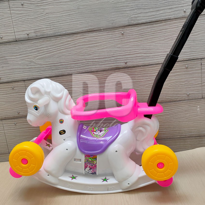 MAINAN KUDA DORONG - KUDA PONY GOYANG RIDE ON 2in1 Rocking Horse Mobil BIsa DInaikin Anak