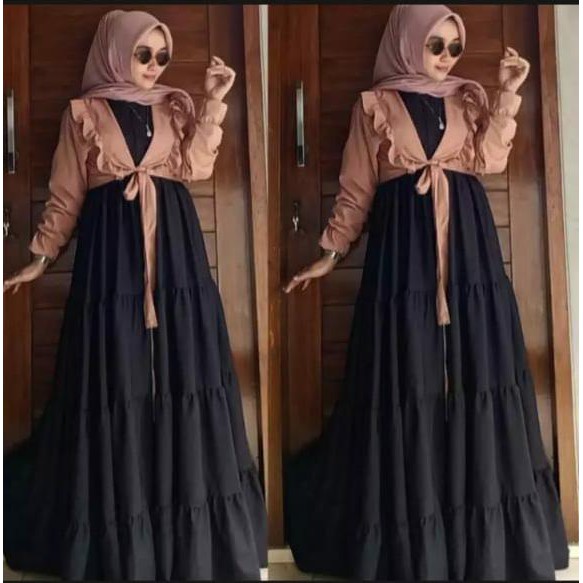 Baju gamis rompi premium terbaru / ambrosia set / gamis wanita / baju gamis polos / gamis remaja / g