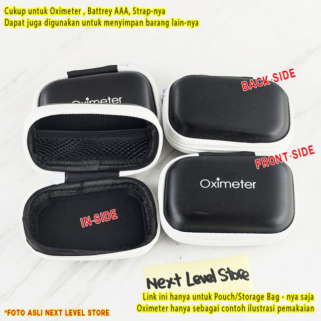 Pouch Oximeter Oxymeter Tas Dompet Case Casing Penyimpanan Black White