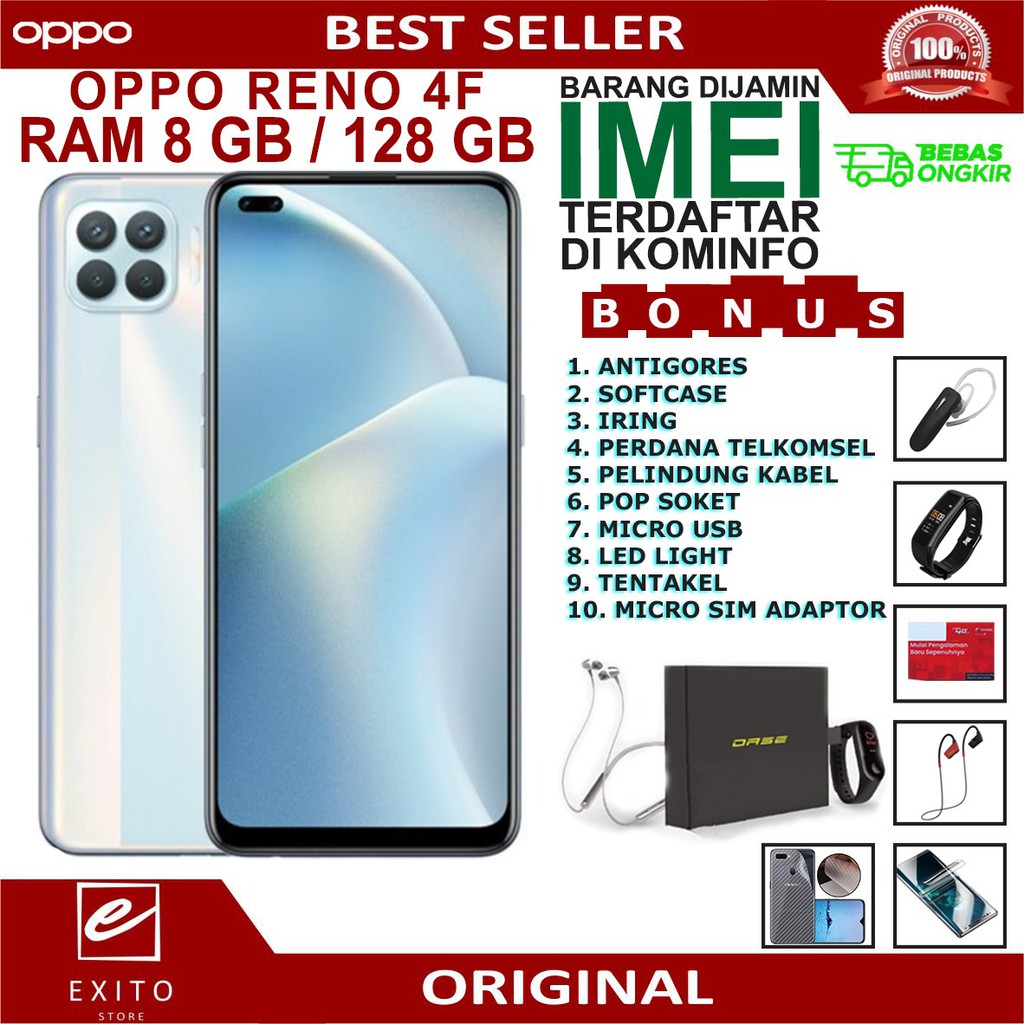 OPPO RENO 4F RAM 8/128GB GARANSI RESMI OPPO INDONESIA