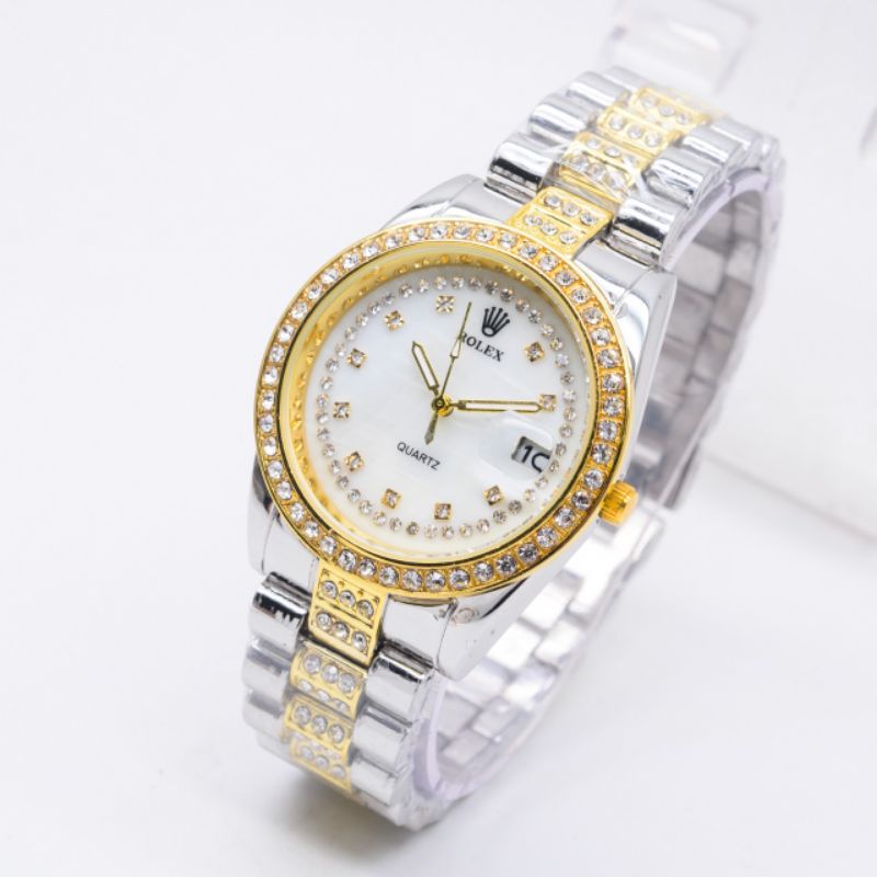 {bisa COD} ready jam tangan fashion wanita/cewek rolek bintik-bintik permata