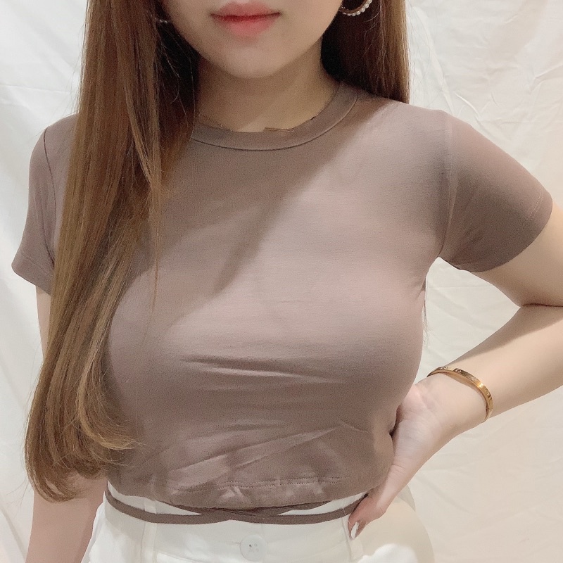 CrissCross Tie Crop Top | Tali Silang Atasan Crop Wanita Korean Fashion | Maimon Grosir