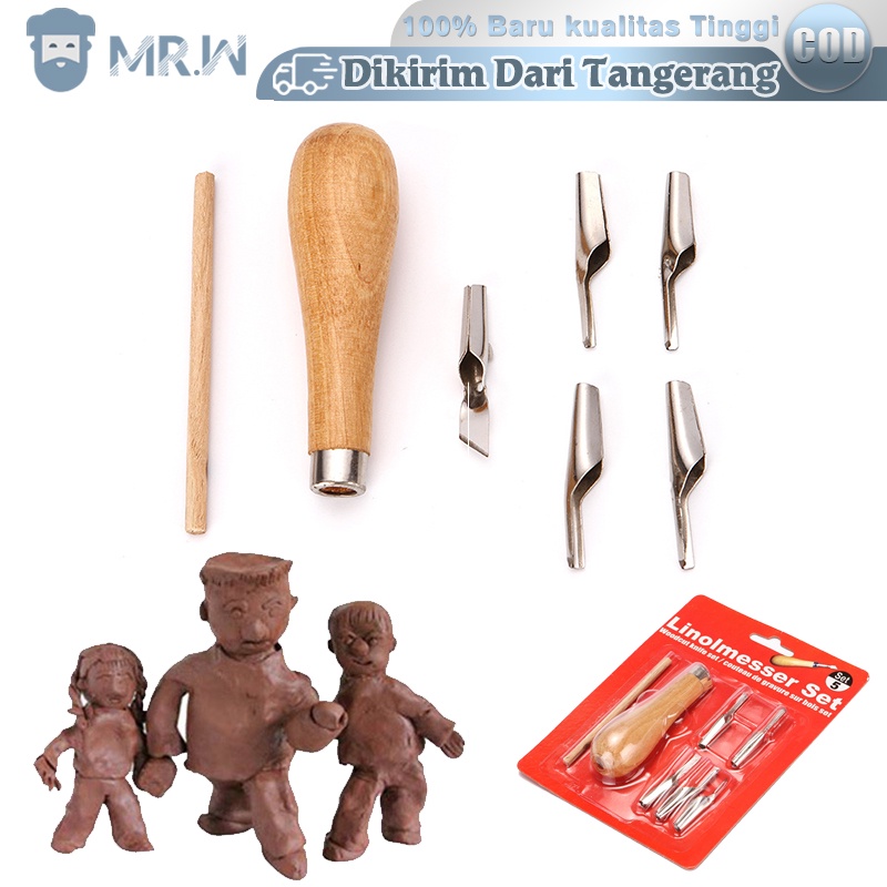 5pcs Lino Carving Tools Lino Cutter Set Alat Ukir Pahat Ukir Lino
