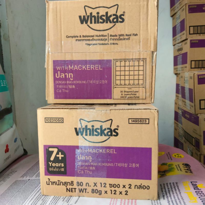 whiskas pouch with macarrel 7+ 80gr 1bok(24pcs)