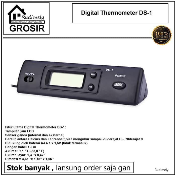 grosir Thermometer Portable ds-1 Pengukur suhu AC ruangan,kulkas,AC mobil